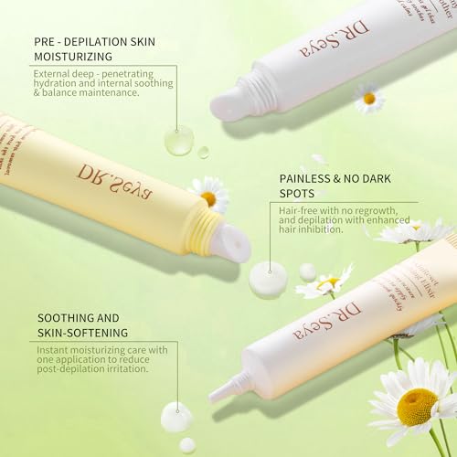 Facial Hair Removal Cream Set for Women - With Pre-Epil Soother,Gentle Depilatory,Soothing Elixir - Gentle Formula for Sensitive SkinSafe