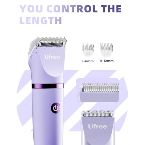 Ufree Bikini Trimmer Electric Razors for Women, Rechargeable Pubic Body Hair Trimmer Electric Shaver for Legs Body Hair, Bikini Shaver IPX7 Waterproof, Gifts for Women, Purple
