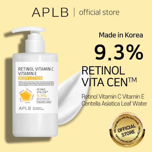 APLB Retinol Vitamin C Vitamin E Body Lotion | RETINOL VITA CEN¢â 9.3% 10.14 FL.OZ/Korean Skincare, Long lasting hydration, Wrinkle Care, Revitalize for gentle and improve skin texture