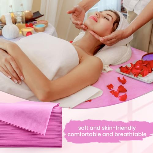 20 PCS Massage Table Sheets Pink - 31'' x 70'' Disposable Bed Covers for Spa and Salon - Soft and Hygienic Disposable Sheets for Professional Use, Ideal for Massage Therapy Tables