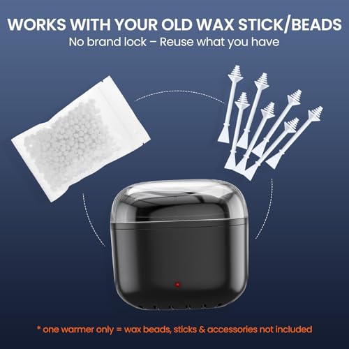 Nose Wax Kit Men, Nose and Ear Hair Wax Kit, Compatible with Waxing Sticks & Beads, USB Fast Heat, Smart Temp Control, Upgraded Size, Portable for Travel/Home, Device Only