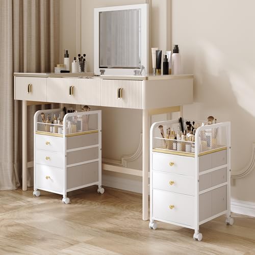 Makeup Organizer Storage Cart with Drawers, Makeup Organizer on Wheels, Rolling Makeup Bathroom Storage Cart, Cosmetic Vanity Display Cases Holder for Nail Polish Brush Hair Tool