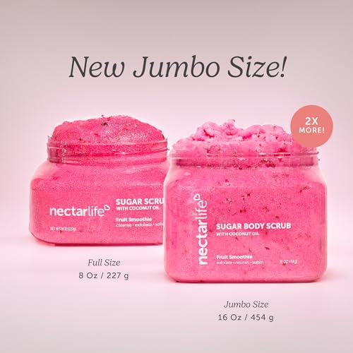 Nectar Life Exfoliating Sugar Scrub, Moisturizing Body Scrub with Coconut Oil & Shea Butter, Pre Shave Exfoliator (16 Ounce, Ocean Breeze)