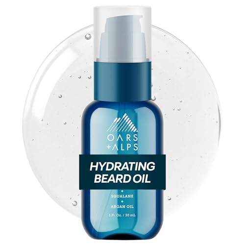 Oars + Alps Hydrating Beard Oil for Men, Moisturizes & Softens Beard, Nourishing Argan & Jojoba Oils, Soothes Skin & Reduces Itch, Lightly Scented, 1 Fl Oz