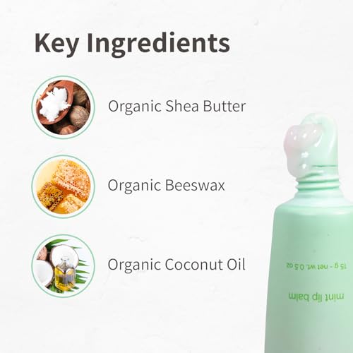 Mint Lip Balm ? Refreshing, Hydrating & Cooling | Organic Beeswax, Coconut Oil & Peppermint Oil |Paraben-Free, Moisturizing Lip Balm for Dry Lips