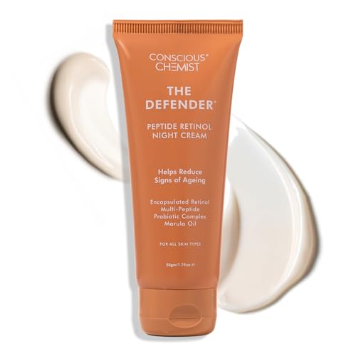 Conscious Chemist Multi Peptide Retinol Face Cream | Anti Aging Night Cream | Lightweight Gel Moisturiser for Neck Lines, Fine Lines and Wrinkles | All Skin Types | Fragrance Free, Cruelty Free | 50ml
