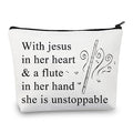 BDPWSS Flute Gift For Flute Player Gift With Jesus In Heart & A Flute In Her Hand She Is Unstoppable Makeup Bag (With Jesus Flute)