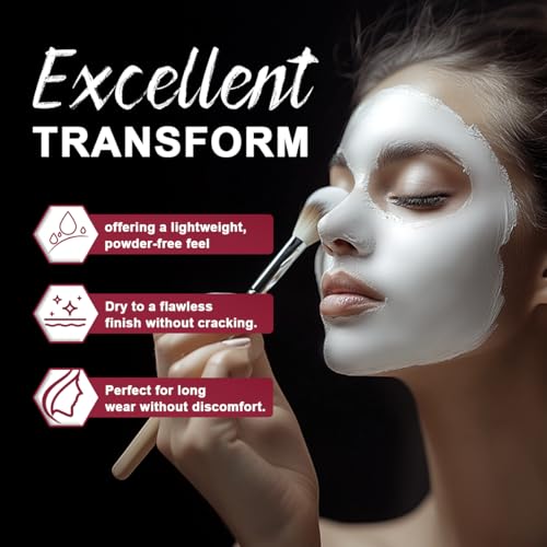 White Foundation Goth makeup,Full Coverage color changing foundation,liquid,creamy, waterproof, long-lasting makeup for Goth Clown Make up, Daily,Cosplay, Dramatic, Halloween Makeup