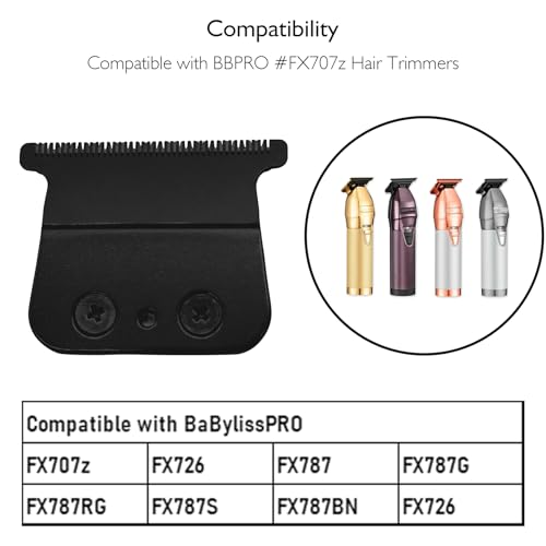 Professional FX DLC Replacement Blades Compatible with Compatible with BaBylissPRO FX707z, FX726, FX787, FX787G, FX787RG, FX787S, FX787BN and FX726 Hair Trimmer Models (Black)