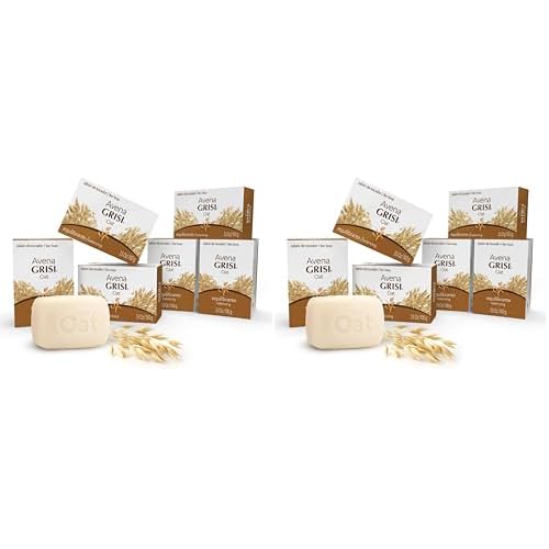 Grisi Oat Soap Cleansing Balancing Soap with Natural Oat Assists in Balancing your Skin and Moisturizing it Delicate Skin AntiAcne Exfoliating Bar Soaps., White, (Pack of 12)
