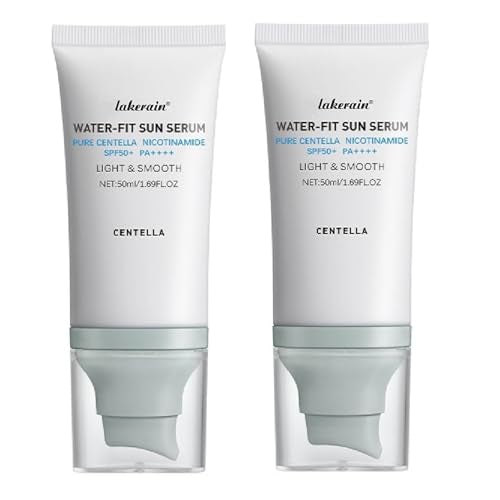 Centella Sunscreen SPF 50,Face Sun Screen Long-Lasting Protection,Madagascar Sunscreen, NO White Cast-Dry Oily Skincare,Moisturizing Non-ticky Centella Water-Fit Sun Serum for All Skin (2 PCS Blue)
