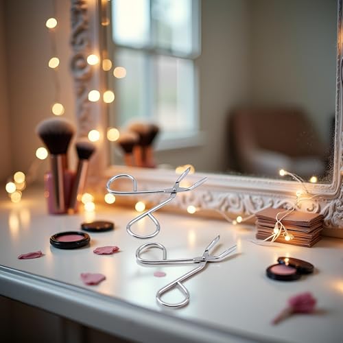 2Pcs Silver Stainless Steel Eyebrow Scissors Tweezers, Elbow Pliers Clip Scissors, Flat Tip Hair Plucker Hair Removal Tweezers, Shave and Hair Removal