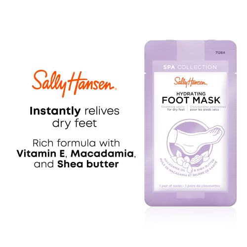 Sally Hansen Nail Treatment Spa Collection Hydrating Foot Mask | Soothes and Moisturizes Dry Feet | Enriched with Vitamin E, Macadamia & Shea Butter