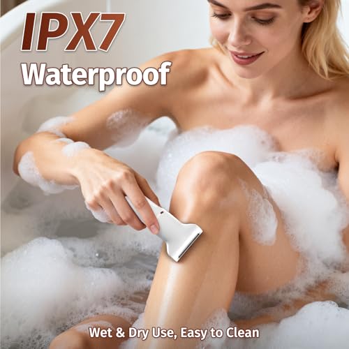 Bikini Trimmer for Women,5-in-1 Electric Razors for Women,Electric Shaver for Women's,IPX7 Waterproof Trimmer for Men Legs,with 5 Replaceable Blade Heads,USB Recharge Dock£¨White£©