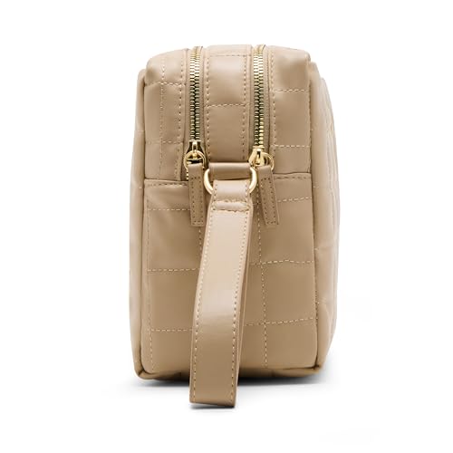 Steve Madden Women's Dobby Double Zip Cosmetic Bag, Timeless Taupe