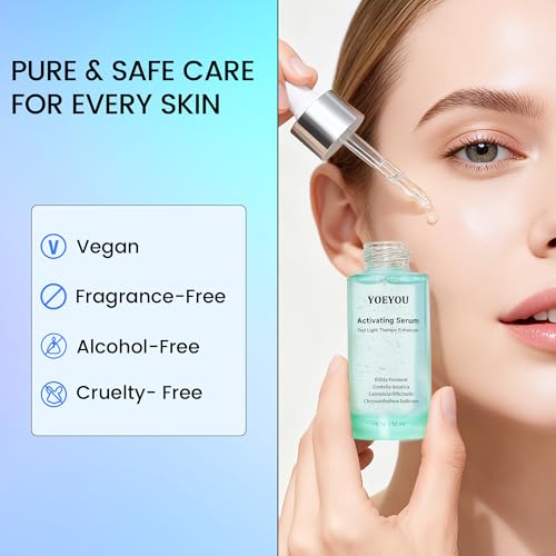 Red Light Therapy Activating Serum, Pre-Treatment Hydrating Serum for Face, Natural Formula, Boosts Red Light Results, Anti-Aging & Wrinkle Care, 1oz / 30ml
