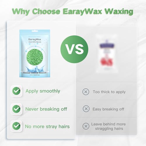 Hard Wax Beads for Hair Removal, 1lb Brazilian Coarse Waxing for Full Arms, Armpit, Bikini, Eyebrow, Face, Legs, Sensitive Skin, At-Home Wax Melts for Women Men