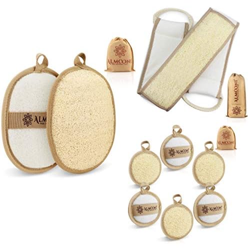 Premium Exfoliating Loofah Pad Body Scrubber, Back Scrubber and Facial Loofah Bundle, Made with Natural Egyptian Loofah Sponge That Gets You Clean, Not Just Spreading Soap