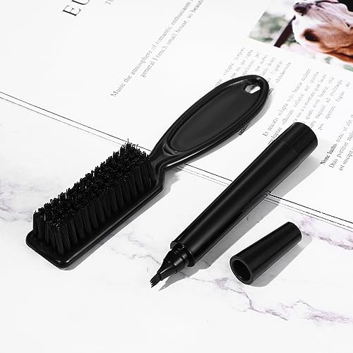 Vtrem 4 Tip Beard Pencil Filler for Men, Waterproof Sweat Proof Beard Pen Filler Fork Black Micro-Fork Barber Styling Pencil with Brush Creates Natural Looking Beard, Moustache & Eyebrows