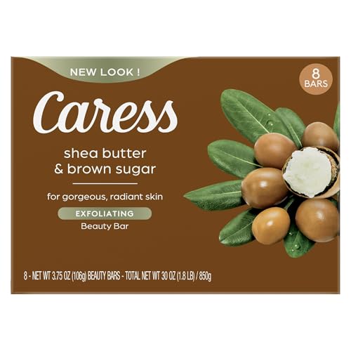Caress Shea Butter & Brown Sugar Beauty Bar Soap, 8 Count