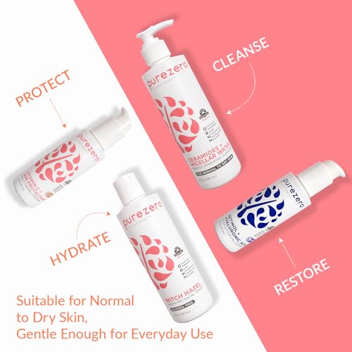 Purezero Hydrating Gentle Face Cleanser ? Hyaluronic Acid Gentle Moisturizing Cleanser + Ceramides, Micellar Water, Fragrance-Free, Zero Sulfates, Parabens, Vegan & Cruelty-Free, 8 oz