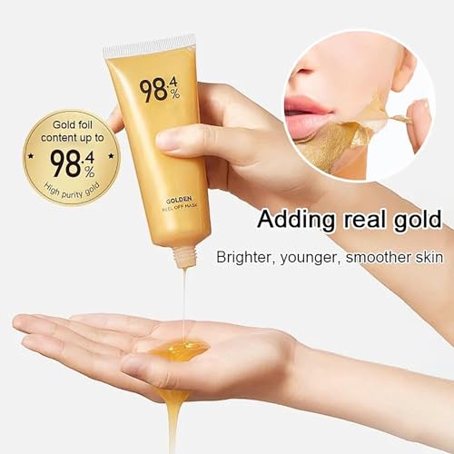 3 Pack 98.4% Gold Peel Off Facial Mask, Golden Exfoliating Mask for Blackhead and Pore Cleansing, Gold Foil Tear off Mask Anti-Aging Anti-wrinkle Reduces Fine Lines and Deep Cleansing
