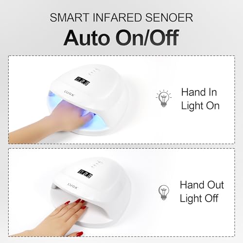 L'UGX Rechargeable UV LED Nail Lamp, 60W Nail Lamp Professional Nail Dryer with 4 Timer Setting, UV Light for Gel Nails, Perfect for Salon & Home
