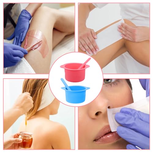 cobee 2 Pcs Silicone Wax Pot Liners, Silicone Wax Warmer Liner Non stick Wax Bowl for Wax Warmer Wax Melt Warmer with 2 Pcs Wax Spatula Sticks for Hair Removal Compatible with 16 oz Waxing Kit