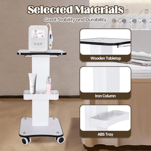 Beauty Salon Trolley with Wheels, Esthetician Rolling Cart, 3-Tier Storage with Lockable Casters for Beauty Equipment, Salon & Spa Use, Load Capacity 88 lbs