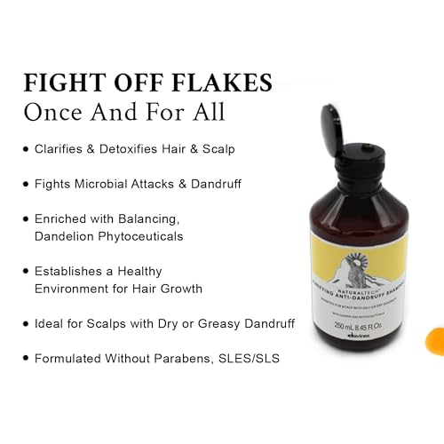Davines Naturaltech Purifying Shampoo, Clarifying & Anti-Dandruff for Dandruff (Oily or Dry) - With Dandelion Phytoceuticals - Cleanser for Scalp with Dandruff, 8.45 Fl Oz