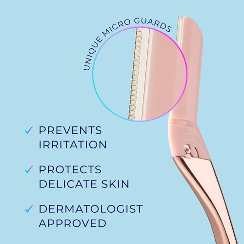 Schick Hydro Silk Dermaplaning Wand, Dermaplaning Tool for Face | Dermaplane Razor for Women Face, Eyebrow Razor, Peach Fuzz Remover, Includes 1 Weighted Metal Handle with 6 Refill Blades