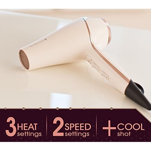 Remington Pro Ionic Hair Dryer 1875W with Diffuser, 2 Concentrators, 3 Sectioning Clips, 3 Heat and 2 Speed Settings, Cool Shot Button