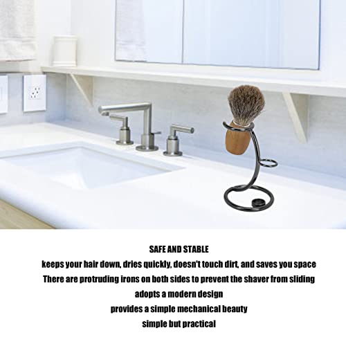 Safety Razor Stand, Stainless Steel Brush Shaving Holder Storage Shave Organizer Extra Stability Non slip Base Modern Fast Drying Accessory for Man Women Shower Room Bathroom Countertops Tool(Black)
