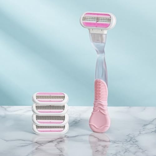 2pcs replacement shaver handle, women's anti slip ergonomic handle, bikini beauty hair removal shaving compatible with shaver (blue and pink)