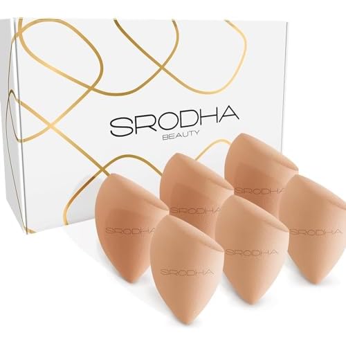 Beauty Make Up Sponges Set | 6 Piece Pack | Liquid Makeup Blender Sponge Sets | For Blending Face Complexion Foundation Concealer Cream Products Powder (Tapered Nude)