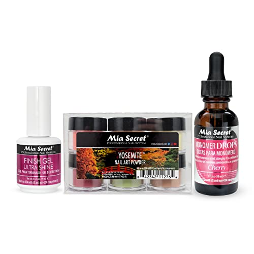 Yosemite Collection + Finish Gel Top Coat + Monomer Drops Bundle