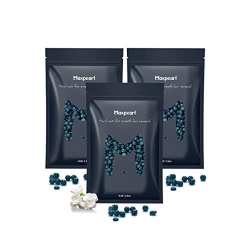 Maxpearl Hard Wax Beads, 300g Hair Removal Wax Beans for Brazilian Bikini, Face, Eyebrows, Underarms, Arms, Chest, Back, Legs, Pack of 3