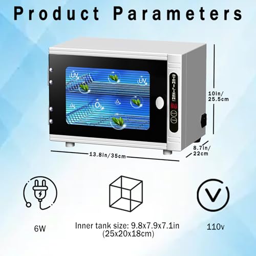 Nail Tool cleaning cabinet, Large capacity, Double mode Stainless Steel cleaning with Timer Control for Spa Beauty Home Metal Tools