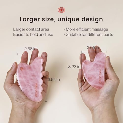 Rena Chris Gua Sha Facial and Body Tools- Natural Jade Gua Sha Stone for Face Manual Massage with Exquisite Wooden Box, Jawline Sculpting and Puffiness Reducing, Whole Body Care Tool with Manual