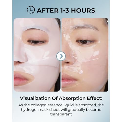 6 Pack Bio-Collagen Face Mask, Hydrating Overnight Masks, Fine Lines Face Lifting Mask for Elasticity, Pore Minimizing, Firming, Moisturizing, Facial Mask Skincare