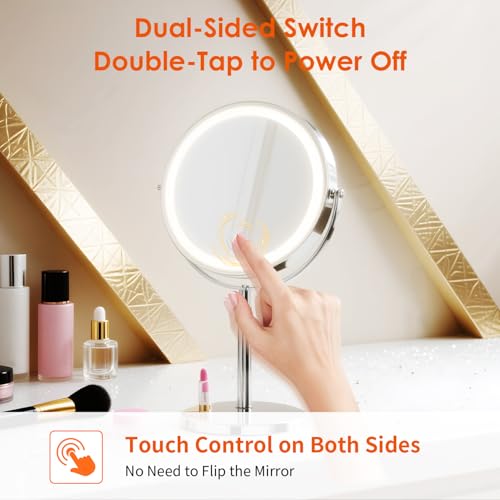 Makeup Mirror, 1X/30X Magnification with 3 Level LED Lights, 5000 mAh Rechargeable Double Sided 9¡± Magnifying Mirror with 360¡Æ Rotation, Perfect for Precision Grooming and Makeup, Women Gift