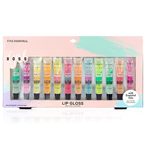 EXPRESSIONS 12pc Lip Gloss Lip Oil Collection ? Lip Gloss Tubes with Essential Oils, Moisturizing, Hydrating Lip Glosses, Lip Glow Oil, Hydrating Lip Balm