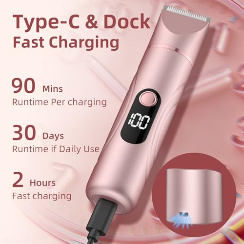 Bikini Trimmer for Women, Painless Lady Shavers with Facial Hair Removal and Nose Hair Trimmer for Leg, Nose,Body and Armpit (Rose Gold)