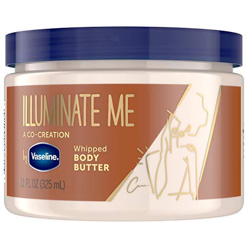 Vaseline Radiant X Replenishing Body Oil with Jojoba & Coconut Oils 3.7oz + Illuminate Me Shea Butter Whipped Body Butter for Melanin Rich Skin 11oz
