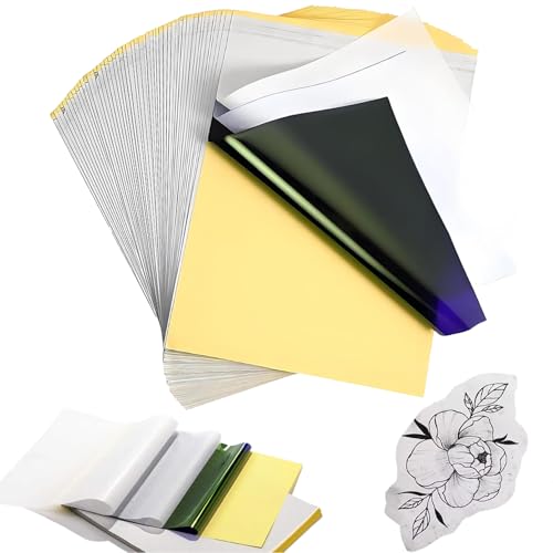 SOTICA 50PCS Tattoo Transfer Paper Tattoo Stencil Paper 4-Layer A4 Size Reusable DIY Transfer Paper for Stencil Printer & Hand Drawing Tattoos Supplies