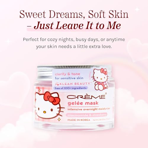 The Cr?me Shop x Hello Kitty Face Mask Pack - Bundle with Klean Beauty Gelee Masks Made in Korea with Niacinamide & Strawberry to Clarify & Tone Sensitive Skin | The Creme Shop Skin Care