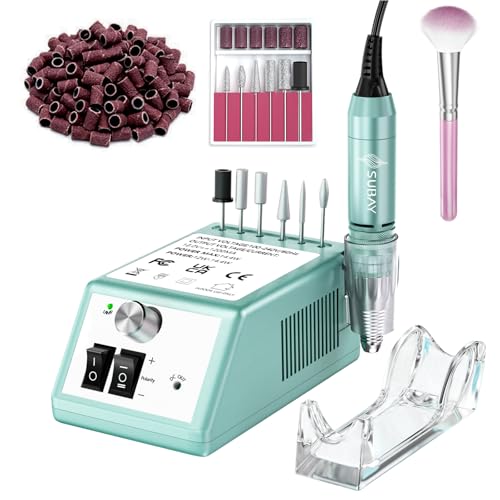Subay 30000RPM Professional Nail Drill Machine for Acrylic Nails, Gel Nail, Nail Art Polisher Sets with 6 Bits Easy Build-in Bit Holder Twist Lock Changing Bit