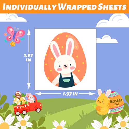 winthrop 240 Pcs Bulk Easter Temporary Tattoos for Kids, Individually Wrapped Waterproof Safety Tattoos Stickers, Best Choice for Easter Basket Stuffers, 60 Different Designs Bunny Egg Chicken