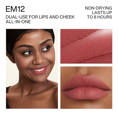 INTO YOU Velvet Matte Finish Lip Stain, Lip Tint, High Impact Lipcolor With Lightweight Lip Mud Texture, Dual-Use For Lips And Cheek, Pink Lipstick (EM12)