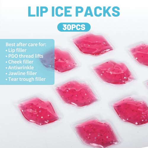 Lip Masks, Lip Shape Gel Ice Pack, Gel Ice Pack for Lip Filler After Care, Reusable Hot Compress, Lip Care Pad for Reduce Swelling(30 pcs)